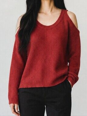 Hollister Rust Red Off-the-Shoulder Knit Sweater